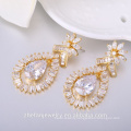 Brass earring finding gold plated long earring fashion jewelry suppliers